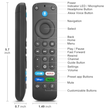 Voice Remote for TV Stick/Cube - Compatible with Insignia, Toshiba & Pioneer