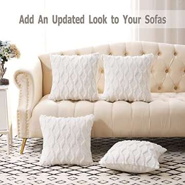 Volcanics Pack of 2 Faux Wool Throw Pillow Covers 18x18 Inches Decorative Farmhouse Velvet Couch Pil...