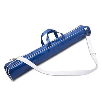 Bounec Blue Twirling and Marching Baton Bag Case for Up To 30-inch Batons - Sparkle Waterproof PU Leather - Complete with 1 Adjustable Shoulder Strap and 1 Dance Ribbon Streamer (Royal Blue)