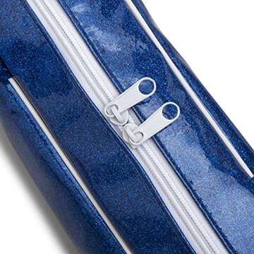 Bounec Blue Twirling and Marching Baton Bag Case for Up To 30-inch Batons - Sparkle Waterproof PU Leather - Complete with 1 Adjustable Shoulder Strap and 1 Dance Ribbon Streamer (Royal Blue)