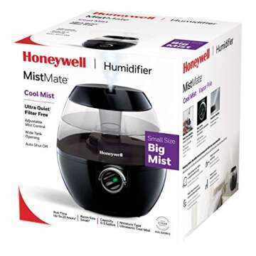 Honeywell HUL520B Mistmate Cool Mist Humidifier Black With Easy Fill Tank & Auto Shut-Off, For Small...