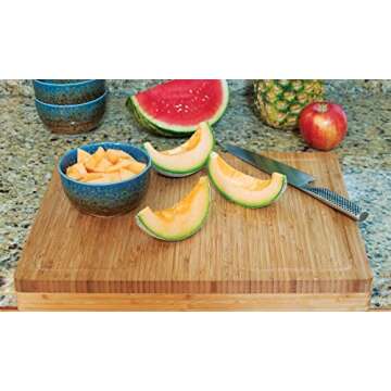 Lipper International Bamboo Wood Over-the-Counter-Edge Kitchen Cutting and Serving Board, 17-5/8" x ...