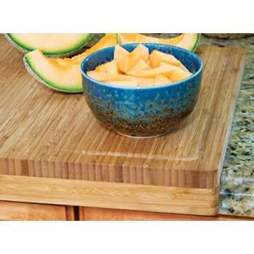 Lipper International Bamboo Wood Over-the-Counter-Edge Kitchen Cutting and Serving Board, 17-5/8" x 13-7/8" x 2"