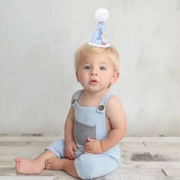 One Silly Goose Birthday Hat - Silly Goose 1st Birthday Decorations, Blue Gingham 1st Birthday Party Hat for Boys, One Silly Goose First Birthday Crown