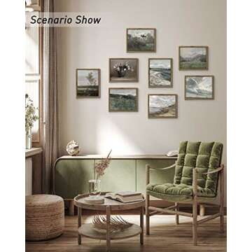 InSimSea Framed Canvas Wall Art Vintage Decor, Room Eclectic Decor, Prairie and Mountain Painting Wa...