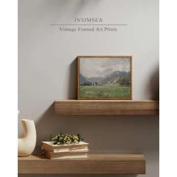 InSimSea Framed Canvas Wall Art Vintage Decor, Room Eclectic Decor, Prairie and Mountain Painting Wall Art Hoom Decor, Canvas Wall Art for Living Room Bedroom Home Office Bathroom Wall Decor, 8"x10"