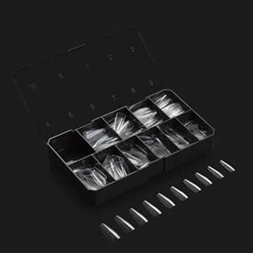 Aprés Gel-X Nail Kit Refills - Box of 500 Nail Tips, Sizes 0-9 (Natural Coffin Long)
