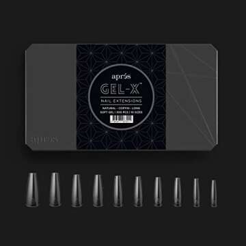 Aprés Gel-X Nail Kit Refills - Box of 500 Nail Tips, Sizes 0-9 (Natural Coffin Long)
