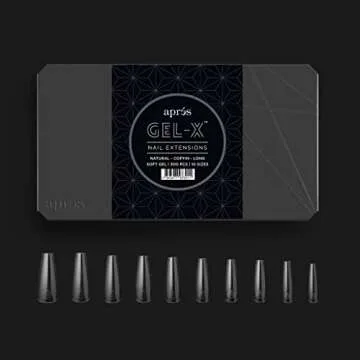 Aprés Gel-X Nail Kit Refills - Box of 500 Nail Tips, Sizes 0-9 (Natural Coffin Long)