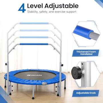 BCAN 40/48" Foldable Mini Trampoline Max Load 330lbs/440lbs, Fitness Rebounder with Adjustable Foam ...