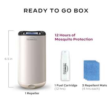 Thermacell Mosquito Repeller Patio Shield; Includes 12-Hour Refill; 15 Foot Zone of Protection; Highly Effective Mosquito Repellent for Patio; Deet Free Bug Spray Alternative; Scent Free