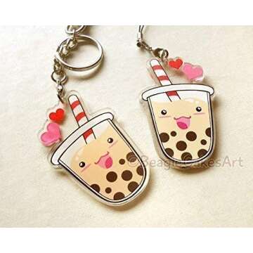 Bubble Tea Keychain. Cute Boba Charm. Phone Strap. Kawaii Phone Charm. Tapioca Bubble Tea Keychain. ...