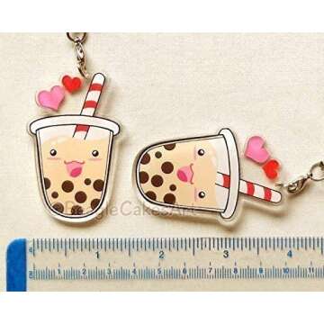 Bubble Tea Keychain. Cute Boba Charm. Phone Strap. Kawaii Phone Charm. Tapioca Bubble Tea Keychain. Kawaii Dust Plug. Anime Keychain. Gift.