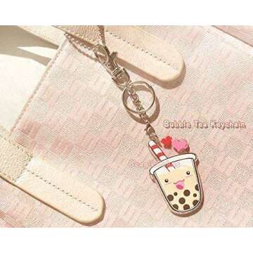 Bubble Tea Keychain. Cute Boba Charm. Phone Strap. Kawaii Phone Charm. Tapioca Bubble Tea Keychain. Kawaii Dust Plug. Anime Keychain. Gift.