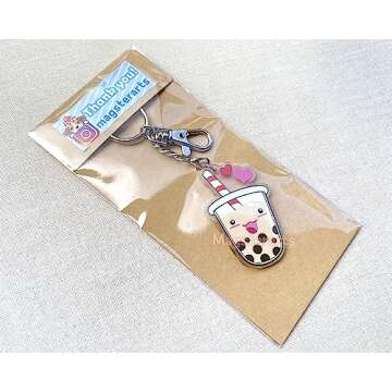 Bubble Tea Keychain. Cute Boba Charm. Phone Strap. Kawaii Phone Charm. Tapioca Bubble Tea Keychain. Kawaii Dust Plug. Anime Keychain. Gift.