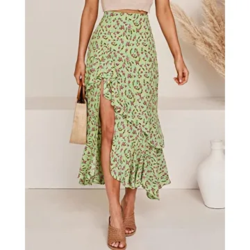 BTFBM Summer Boho Long Skirt for Women - Floral Print Fashion
