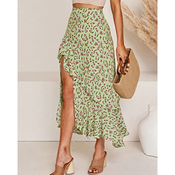 BTFBM Summer Boho Long Skirt for Women - Floral Print Fashion