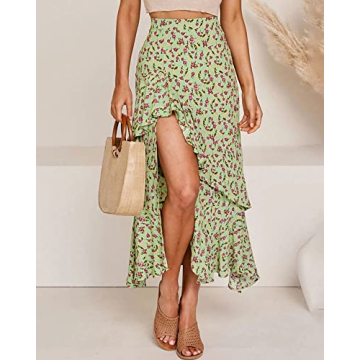 BTFBM Summer Boho Long Skirt for Women - Floral Print Fashion