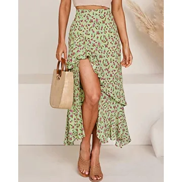 BTFBM Summer Boho Long Skirt for Women - Floral Print Fashion