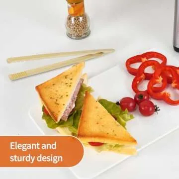 2 Pieces Natural Bamboo Toast Tongs, bamboo tongs,10.2 Inches Long Tongs with Anti-slip Design,for Toaster,Fruits, Bread & Pickles, Kitchen Utensil, Salad, Pasta, Grilling, BBQ