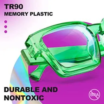 VISOONE Blue Light Blocking Glasses with TR94 Rectangle Frame and Chic Preppy Look for Women Men RIVER