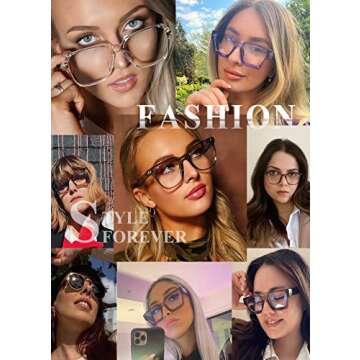 VISOONE Blue Light Blocking Glasses with TR94 Rectangle Frame and Chic Preppy Look for Women Men RIVER