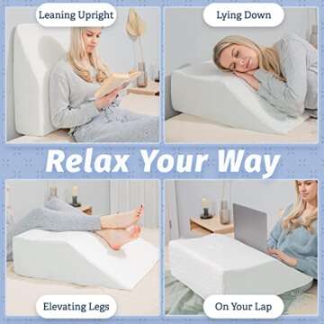 Abco Tech 8in Leg Elevation Pillow with Memory Foam Top - Elevating Leg Rest to Reduce Swelling, Back, Hip, and Knee Pain - Leg Support Pillow to Elevate Feet While Sleeping, Reading - Washable Cover