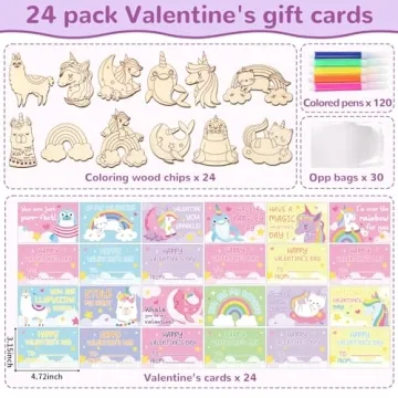 Unicorn Valentines Day Craft Kits for Kids - 24 Pack
