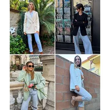 ARTFREE Womens Casual Blazer Button Lapel Long Sleeve Work Business Fashion Blazers Jackets Outfits with Pockets Pink XL