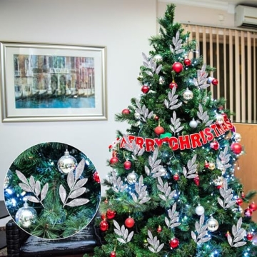 Sparkling 40-Piece Glitter Leaf Set for Festive Decor