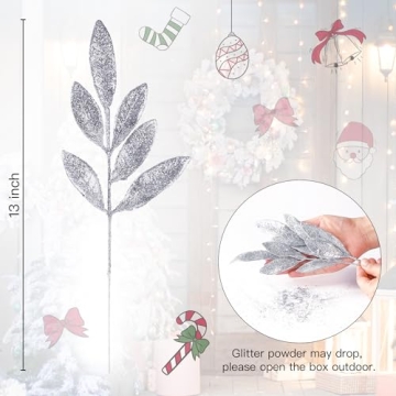Sparkling 40-Piece Glitter Leaf Set for Festive Decor