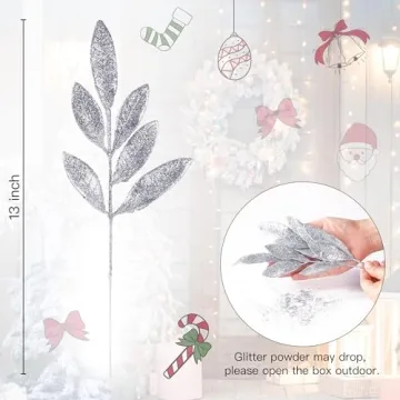 Sparkling 40-Piece Glitter Leaf Set for Festive Decor