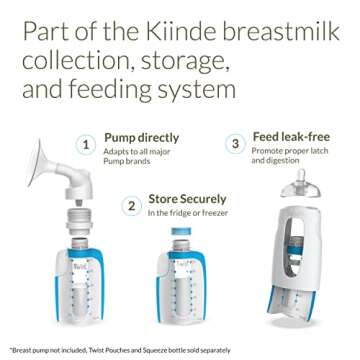Kiinde Twist Active Latch Nipples for Breast Milk or Formula Feeding - Slow Flow (2 Pack)