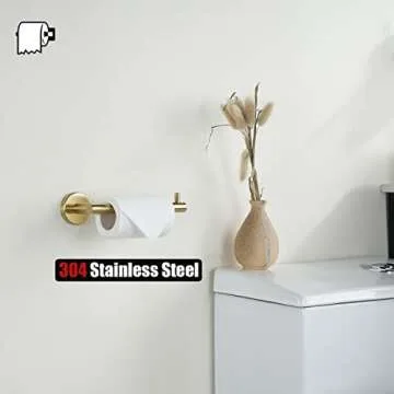 JQK Gold Toilet Paper Holder Premium Stainless Steel Dispenser
