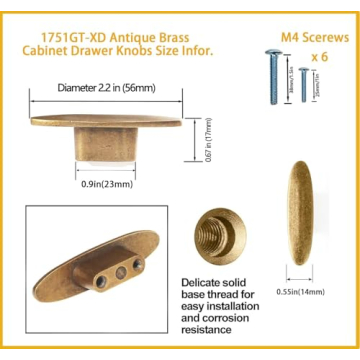 Goo-Ki Antique Brass Oval Drawer Knobs - Vintage Bronze Handles