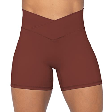 Sunzel Sunzfly Crossover Biker Shorts for Women - V Criss Cross High Waist Yoga Workout Gym Shorts w...