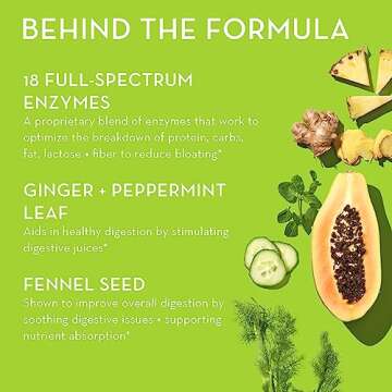 HUM Flatter Me Extra Strength Digestive Enzymes - Fast-Acting Bloat Relief for Digestive Health & Debloating Multi Enzyme, Vegan, 60 Servings