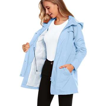 ZHENWEI Rain Jacket Women Waterproof with Hood Lightweight Raincoat Outdoor Windbreaker