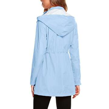 ZHENWEI Rain Jacket Women Waterproof with Hood Lightweight Raincoat Outdoor Windbreaker