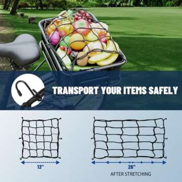 RAYMACE Bike Basket Liner & Cargo Net, Reusable Thickened Lining Bicycle Basket Accessory Fits Most Bikes and E-Bike Baskets