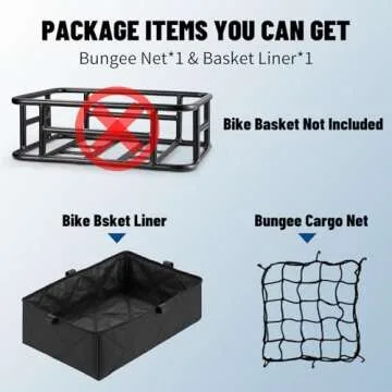 RAYMACE Bike Basket Liner & Cargo Net, Reusable Thickened Lining Bicycle Basket Accessory Fits Most Bikes and E-Bike Baskets