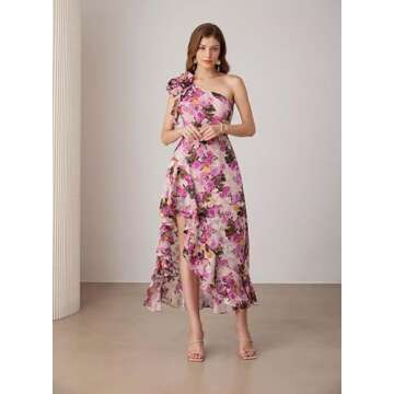 GRACE KARIN One Shoulder Floral Summer Dress