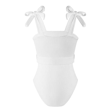 TSMEZA Women's One Piece Swimsuits Belt Tummy Control Bathing Suits Tie Shoulder Swimwear