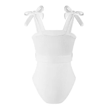 TSMEZA Women's One Piece Swimsuits Belt Tummy Control Bathing Suits Tie Shoulder Swimwear