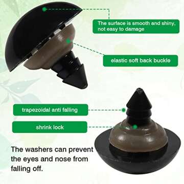 TOAOB 150pcs 20mm Safety Eyes for Crocheting Black Craft Crochet Eyes Large Doll Eyes with Washers for Stuffed Crochet Animals Amigurumis Bears Doll Making