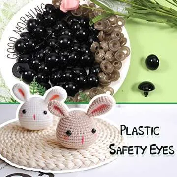 TOAOB 150pcs 20mm Safety Eyes for Crocheting Black Craft Crochet Eyes Large Doll Eyes with Washers for Stuffed Crochet Animals Amigurumis Bears Doll Making