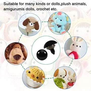 TOAOB 150pcs 20mm Safety Eyes for Crocheting Black Craft Crochet Eyes Large Doll Eyes with Washers for Stuffed Crochet Animals Amigurumis Bears Doll Making