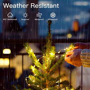 Homemory 2 Pack 33 Ft 100 LED Fairy Lights Battery Operated Christmas Lights with Remote Waterproof 8 Modes Firefly Twinkle String Lights for Christmas, Wedding Outdoor Decorations(Warm White)