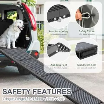 HerCcreta Dog Ramp for Cars, 63" Long & Portable