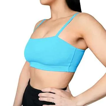 Aoxjox Women's Workout Bandeau Sports Bras Training Fitness Running Yoga Crop Tank Top (Aquarius Blue, Small)